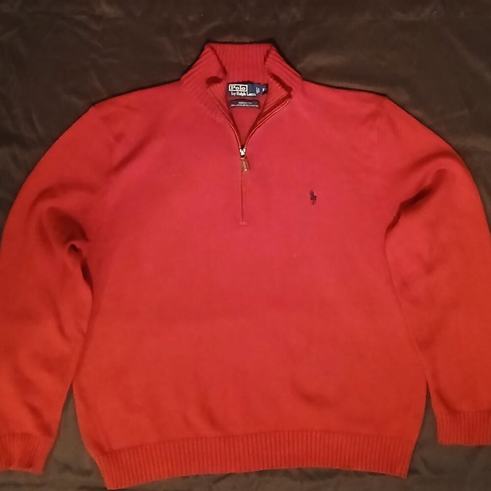Men's Red Polo Ralph Lauren Mock Neck Sweater-XXL